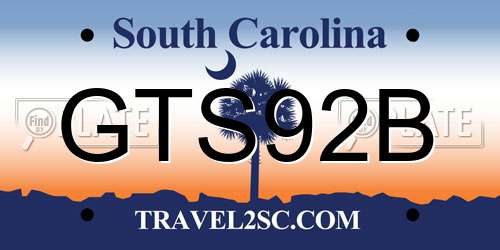 GTS92B South Carolina License Plate