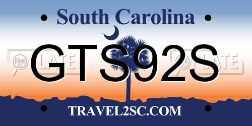 GTS92S South Carolina License Plate
