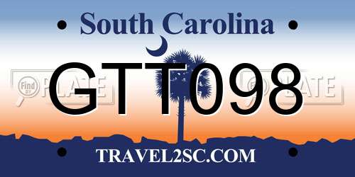 GTT098 South Carolina License Plate