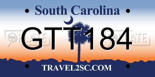 GTT184 South Carolina License Plate