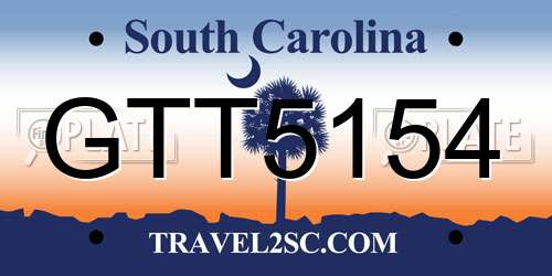 GTT5154 South Carolina License Plate