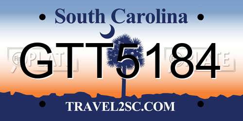 GTT5184 South Carolina License Plate