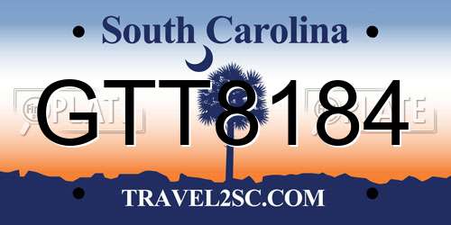 GTT8184 South Carolina License Plate