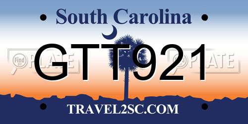 GTT921 South Carolina License Plate