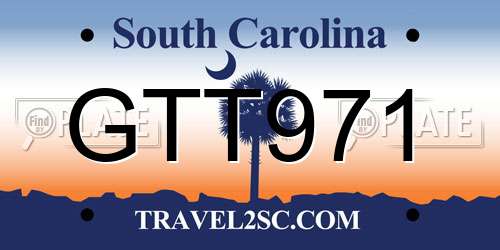 GTT971 South Carolina License Plate