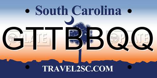 GTTBBQQ South Carolina License Plate