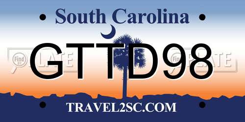 GTTD98 South Carolina License Plate