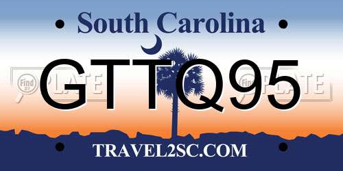 GTTQ95 South Carolina License Plate