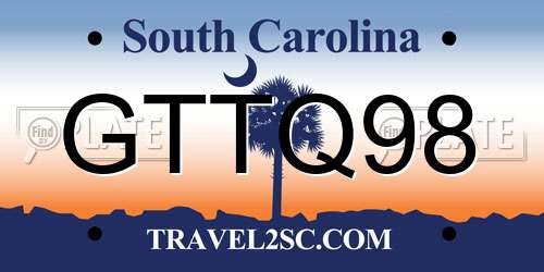 GTTQ98 South Carolina License Plate