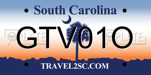 GTV01O South Carolina License Plate