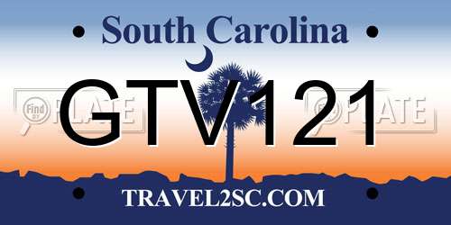 GTV121 South Carolina License Plate