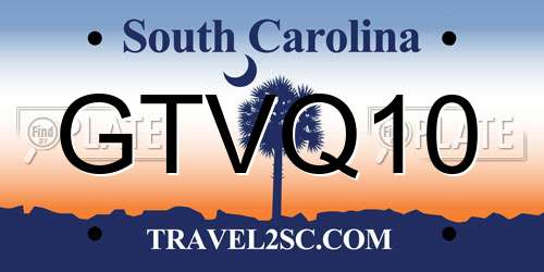 GTVQ10 South Carolina License Plate