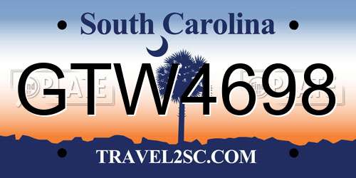 GTW4698 South Carolina License Plate