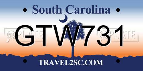 GTW731 South Carolina License Plate