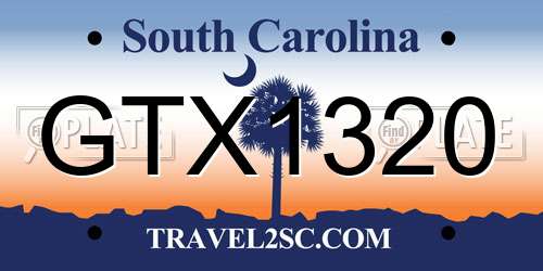 GTX1320 South Carolina License Plate