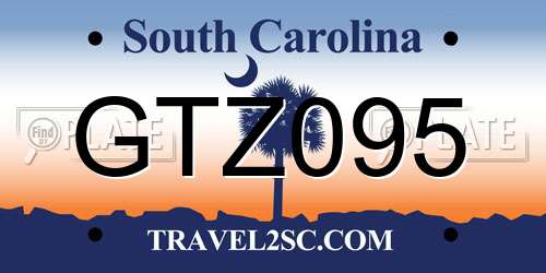 GTZ095 South Carolina License Plate