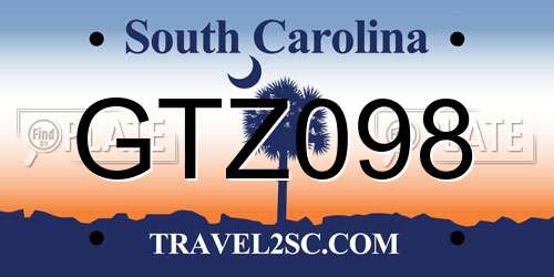 GTZ098 South Carolina License Plate