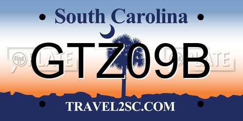 GTZ09B South Carolina License Plate