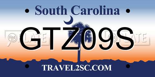 GTZ09S South Carolina License Plate