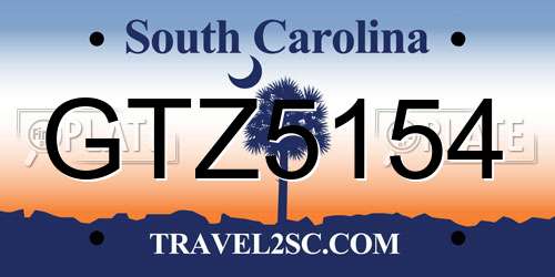 GTZ5154 South Carolina License Plate