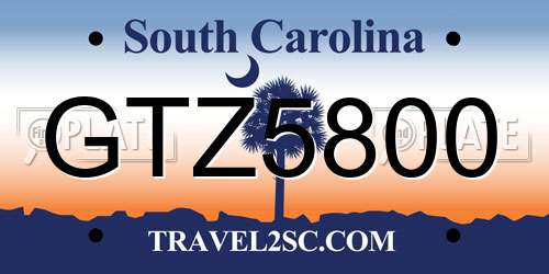 GTZ5800 South Carolina License Plate