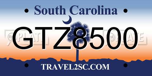 GTZ8500 South Carolina License Plate