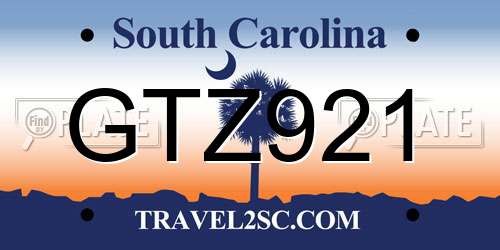 GTZ921 South Carolina License Plate