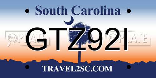 GTZ92I South Carolina License Plate