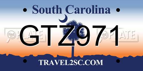 GTZ971 South Carolina License Plate