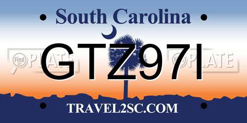 GTZ97I South Carolina License Plate