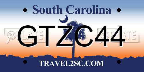 GTZC44 South Carolina License Plate