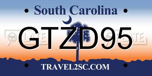 GTZD95 South Carolina License Plate