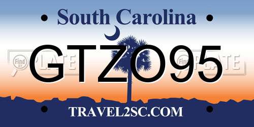 GTZO95 South Carolina License Plate