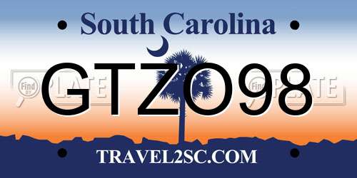 GTZO98 South Carolina License Plate