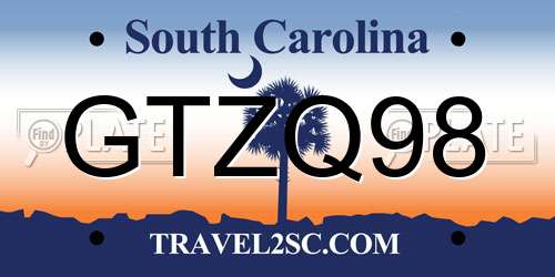 GTZQ98 South Carolina License Plate