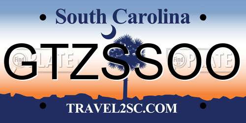 GTZSSOO South Carolina License Plate
