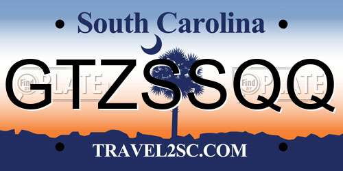 GTZSSQQ South Carolina License Plate