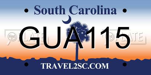 GUA115 South Carolina License Plate