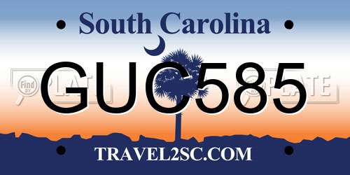 GUC585 South Carolina License Plate