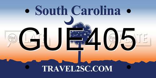 GUE405 South Carolina License Plate