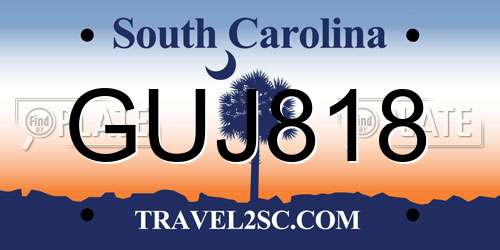 GUJ818 South Carolina License Plate