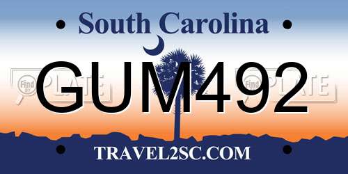 GUM492 South Carolina License Plate