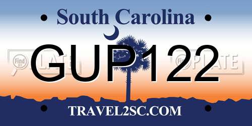 GUP122 South Carolina License Plate