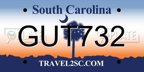 GUT732 South Carolina License Plate