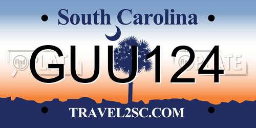 GUU124 South Carolina License Plate