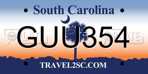 GUU354 South Carolina License Plate
