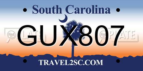 GUX807 South Carolina License Plate
