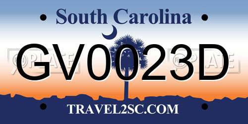 GV0023D South Carolina License Plate