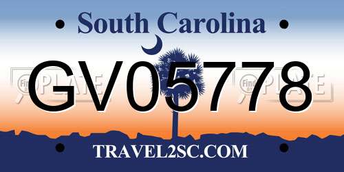 GV05778 South Carolina License Plate