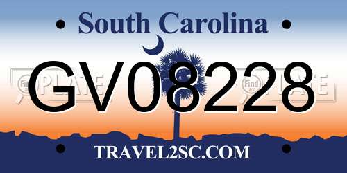 GV08228 South Carolina License Plate
